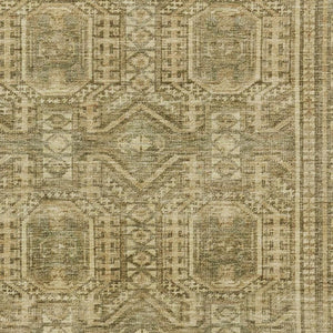 HomeRoots 10' X 14' Khaki & Taupe Geometric Area Rug - Washable, Stain Resistant, UV Protected for Busy Homes 708115