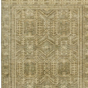 HomeRoots 10' X 14' Khaki & Taupe Geometric Area Rug - Washable, Stain Resistant, UV Protected for Busy Homes 708115