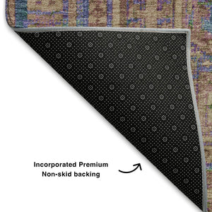 HomeRoots 5' X 8' Orange & Teal Geometric Washable Area Rug - Stain Resistant, UV Protected, Durable Design 708117