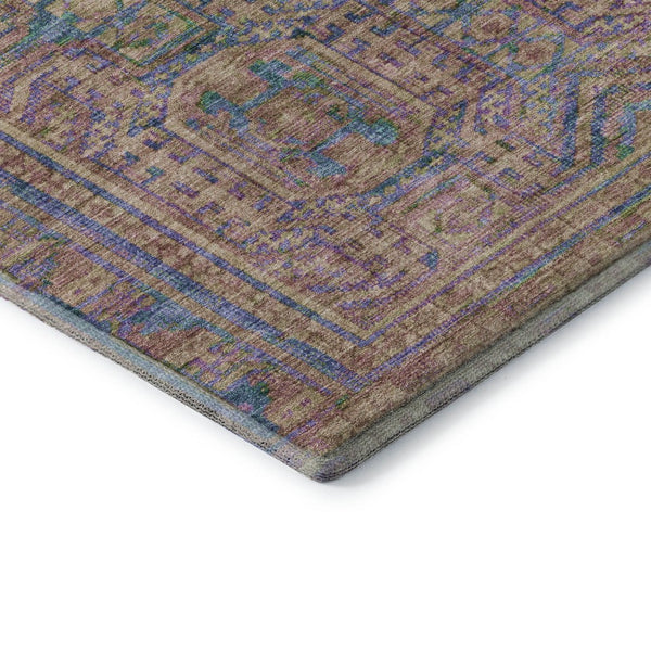 HomeRoots 5' X 8' Orange & Teal Geometric Washable Area Rug - Stain Resistant, UV Protected, Durable Design 708117