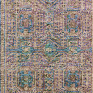 HomeRoots 5' X 8' Orange & Teal Geometric Washable Area Rug - Stain Resistant, UV Protected, Durable Design 708117