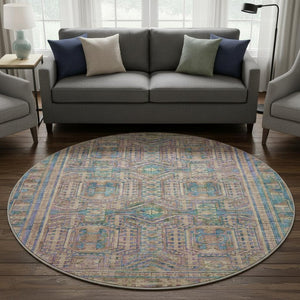 HomeRoots 8' X 10' Stylish Orange & Teal Geometric Washable Area Rug – UV Protected, Stain Resistant, Non-Slip 708119