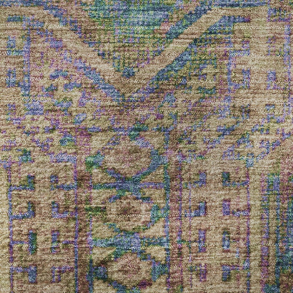 HomeRoots 8' X 10' Stylish Orange & Teal Geometric Washable Area Rug – UV Protected, Stain Resistant, Non-Slip 708119