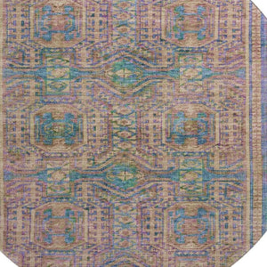 HomeRoots 8' X 10' Stylish Orange & Teal Geometric Washable Area Rug – UV Protected, Stain Resistant, Non-Slip 708119