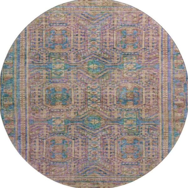 HomeRoots 8' X 10' Stylish Orange & Teal Geometric Washable Area Rug – UV Protected, Stain Resistant, Non-Slip 708119