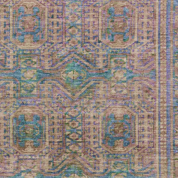 HomeRoots 9' X 12' Vibrant Orange and Teal Geometric Area Rug - Washable, UV Protected, Perfect for High-Traffic Areas 708120
