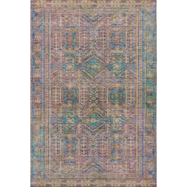 HomeRoots 9' X 12' Vibrant Orange and Teal Geometric Area Rug - Washable, UV Protected, Perfect for High-Traffic Areas 708120