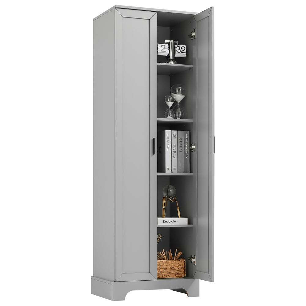 English Elm Storage Cabinet Modern Two-Door MDF Organizer with Adjustable Shelf, Anti-Tip Hardware, Durable Design Grey N725P331419E