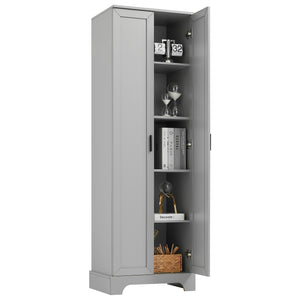 English Elm Storage Cabinet Modern Two-Door MDF Organizer with Adjustable Shelf, Anti-Tip Hardware, Durable Design Grey N725P331419E