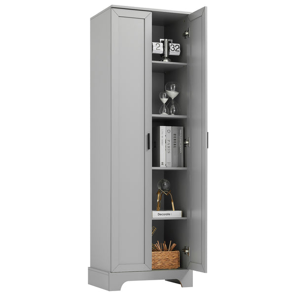 English Elm Storage Cabinet Modern Two-Door MDF Organizer with Adjustable Shelf, Anti-Tip Hardware, Durable Design Grey N725P331419E