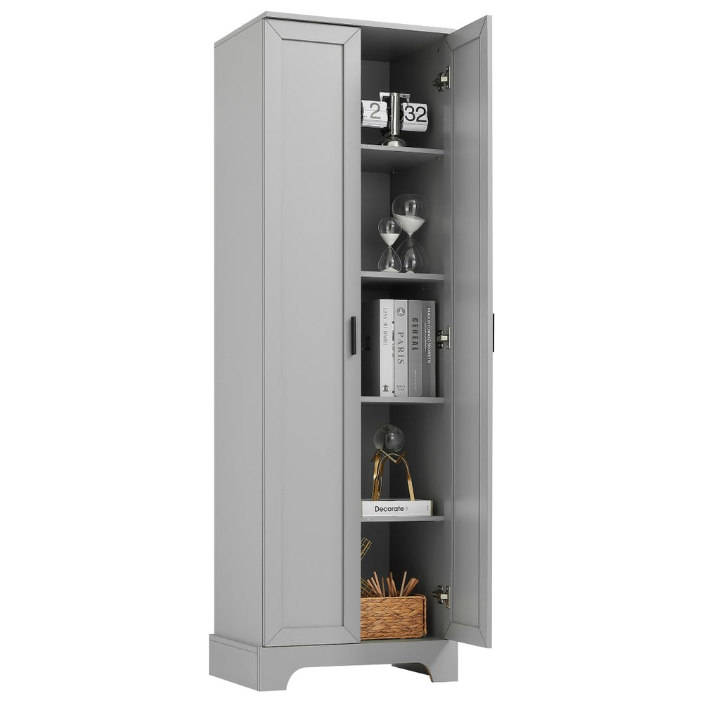 English Elm Storage Cabinet With Two Doors – Versatile Grey Mdf With Adjustable Shelf & Anti-Tip Safety Features N725P181207E-GIGA