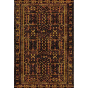 HomeRoots 5' X 8' Stylish Rust and Black Geometric Washable Area Rug with UV Protection for Busy Homes 708123