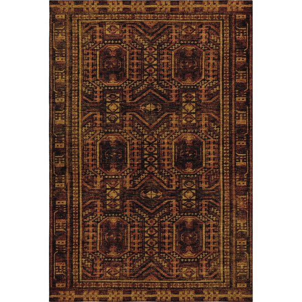 HomeRoots 5' X 8' Stylish Rust and Black Geometric Washable Area Rug with UV Protection for Busy Homes 708123