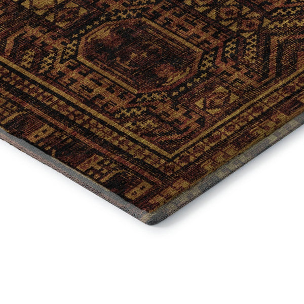 HomeRoots 5' X 8' Stylish Rust and Black Geometric Washable Area Rug with UV Protection for Busy Homes 708123