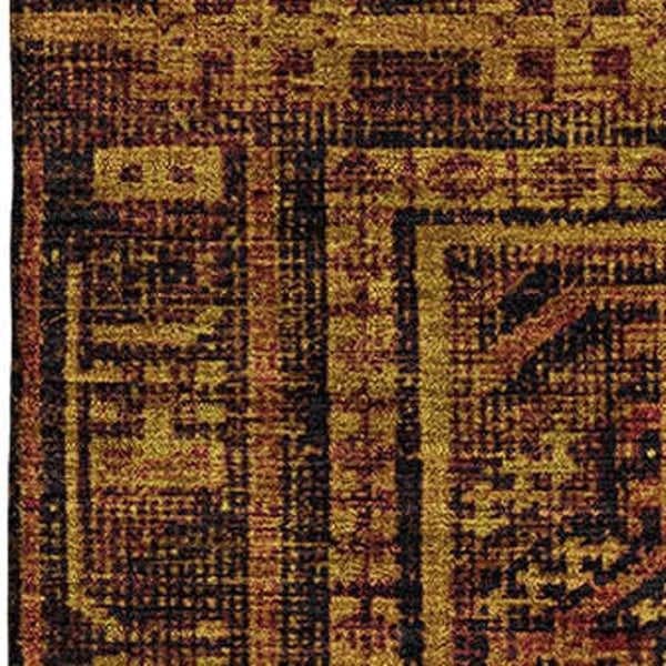 HomeRoots 5' X 8' Stylish Rust and Black Geometric Washable Area Rug with UV Protection for Busy Homes 708123