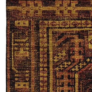 HomeRoots 5' X 8' Stylish Rust and Black Geometric Washable Area Rug with UV Protection for Busy Homes 708123