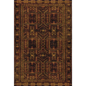 HomeRoots 8' Geometric Round Rug in Rust and Black - Washable, UV-Protected, Non-Slip for High-Traffic Areas 708124