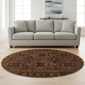 HomeRoots 8' X 10' Stylish Rust and Black Geometric Area Rug - Washable, UV-Protected for Busy Homes! 708125