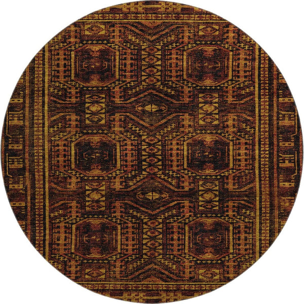 HomeRoots 8' X 10' Stylish Rust and Black Geometric Area Rug - Washable, UV-Protected for Busy Homes! 708125