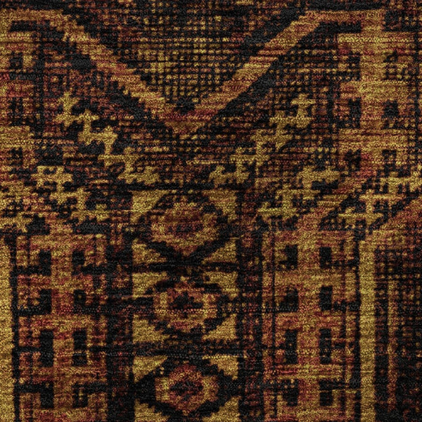 HomeRoots 8' X 10' Stylish Rust and Black Geometric Area Rug - Washable, UV-Protected for Busy Homes! 708125