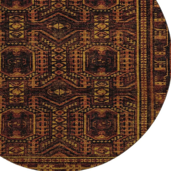 HomeRoots 8' X 10' Stylish Rust and Black Geometric Area Rug - Washable, UV-Protected for Busy Homes! 708125