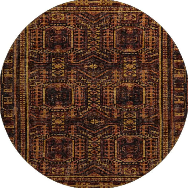 HomeRoots 8' X 10' Stylish Rust and Black Geometric Area Rug - Washable, UV-Protected for Busy Homes! 708125