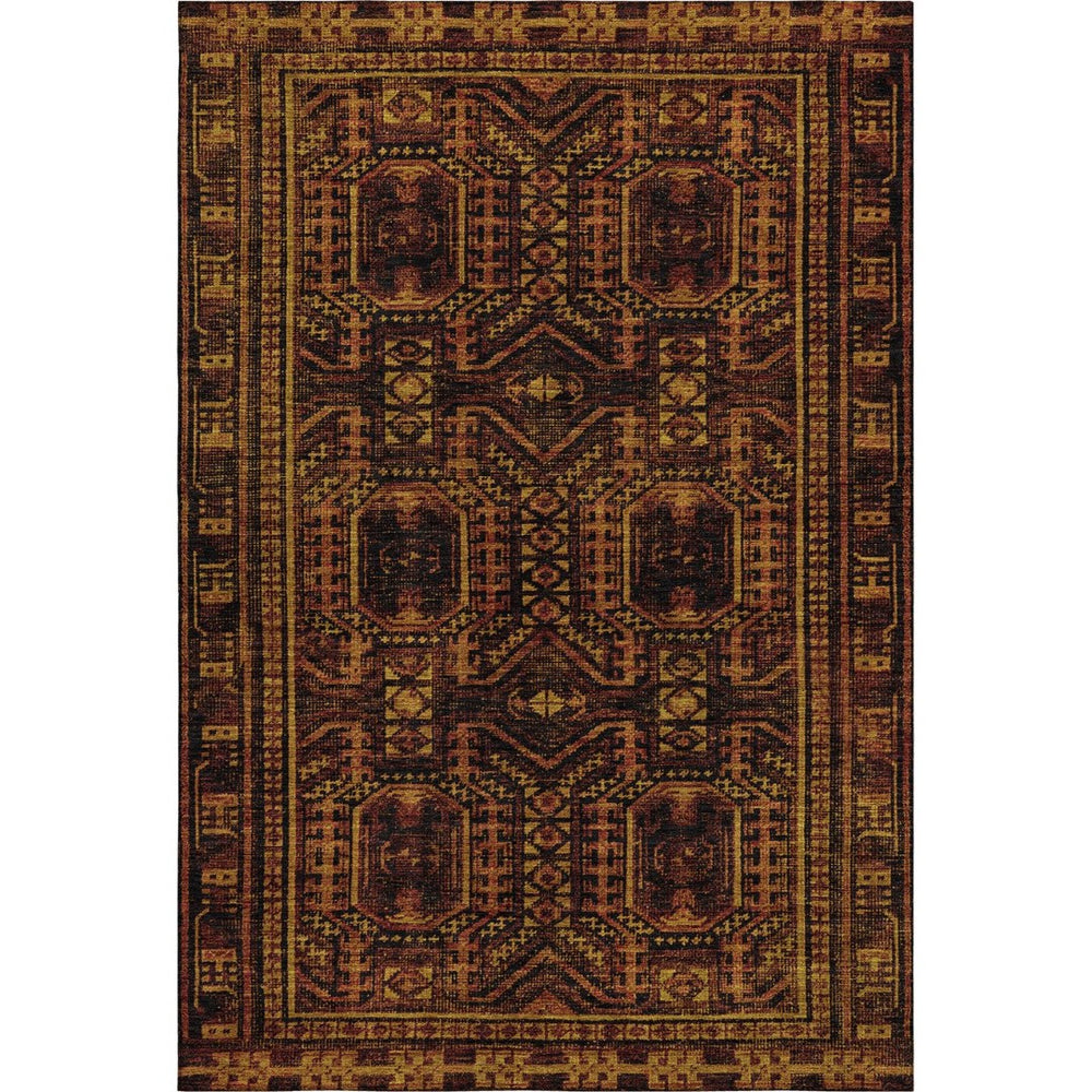 HomeRoots 9' X 12' Stylish Rust and Black Geometric Washable Area Rug with UV Protection for Modern Spaces 708126