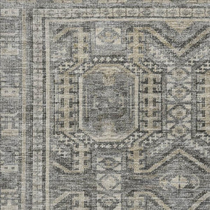 HomeRoots 5' X 8' Stylish Pewter & Gray Geometric Area Rug - Washable, UV-Protected, Ideal for Families & Pets 708129