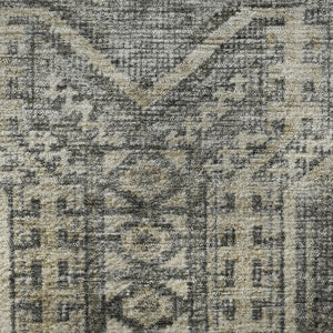 HomeRoots 8' X 10' Stylish Pewter & Gray Geometric Washable Area Rug with UV Protection for Modern Homes 708131