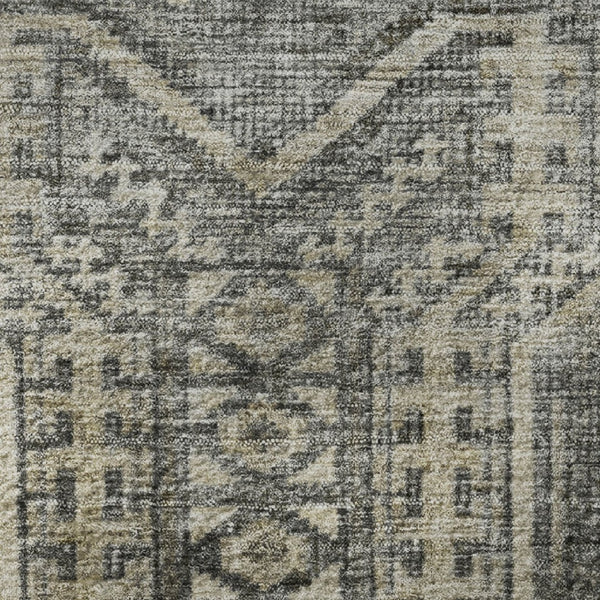 HomeRoots 8' X 10' Stylish Pewter & Gray Geometric Washable Area Rug with UV Protection for Modern Homes 708131