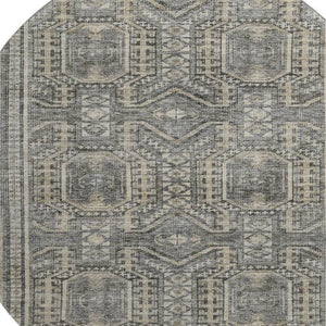 HomeRoots 8' X 10' Stylish Pewter & Gray Geometric Washable Area Rug with UV Protection for Modern Homes 708131