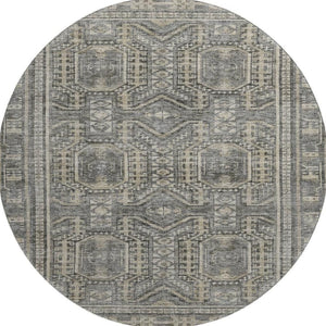 HomeRoots 8' X 10' Stylish Pewter & Gray Geometric Washable Area Rug with UV Protection for Modern Homes 708131