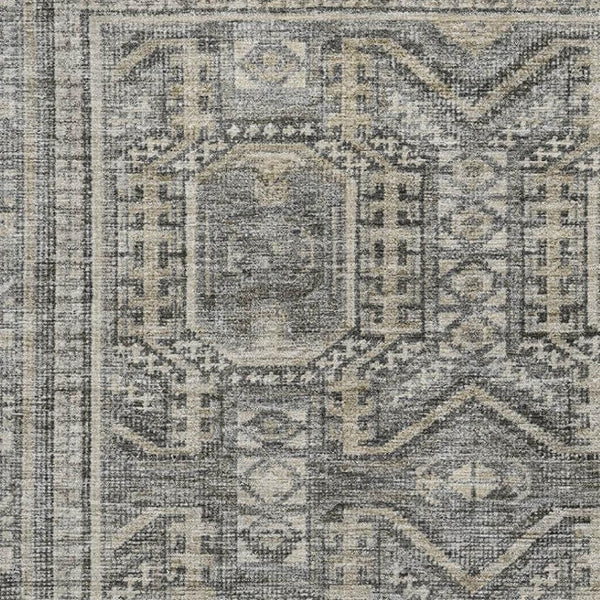 HomeRoots 9' X 12' Modern Pewter & Gray Geometric Washable Area Rug with UV Protection for High-Traffic Areas 708132