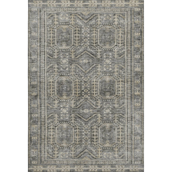 HomeRoots 10' X 14' Stylish Pewter & Gray Geometric Washable Area Rug with UV Protection for Busy Homes 708133