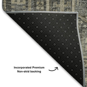 HomeRoots 10' X 14' Stylish Pewter & Gray Geometric Washable Area Rug with UV Protection for Busy Homes 708133