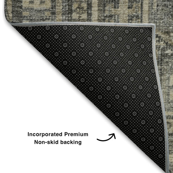 HomeRoots 10' X 14' Stylish Pewter & Gray Geometric Washable Area Rug with UV Protection for Busy Homes 708133