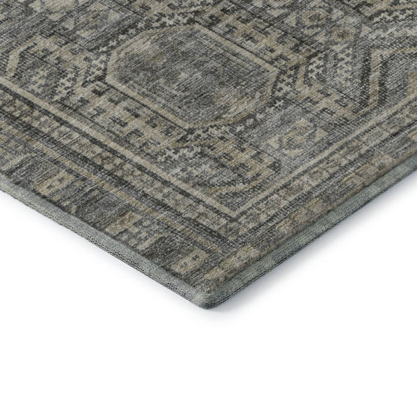 HomeRoots 10' X 14' Stylish Pewter & Gray Geometric Washable Area Rug with UV Protection for Busy Homes 708133