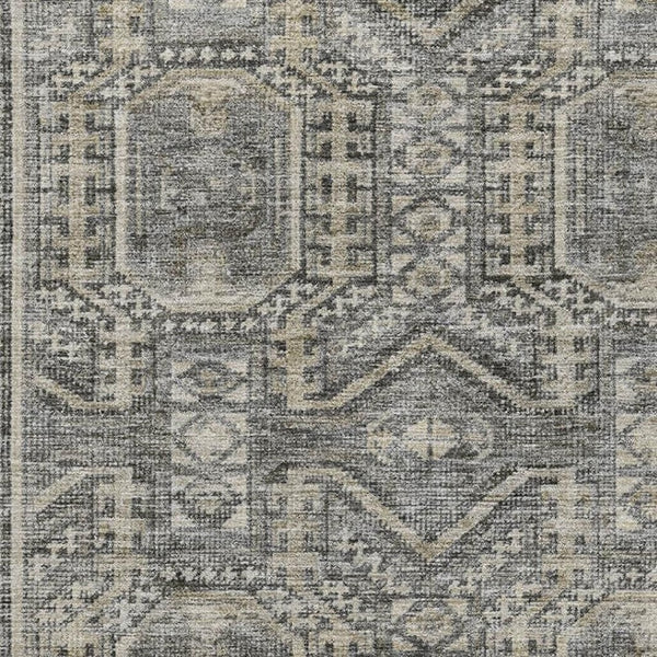 HomeRoots 10' X 14' Stylish Pewter & Gray Geometric Washable Area Rug with UV Protection for Busy Homes 708133