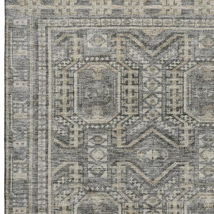 HomeRoots 10' X 14' Stylish Pewter & Gray Geometric Washable Area Rug with UV Protection for Busy Homes 708133