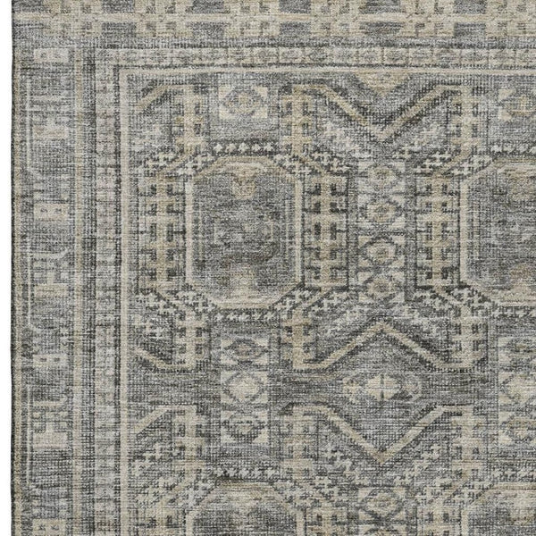 HomeRoots 10' X 14' Stylish Pewter & Gray Geometric Washable Area Rug with UV Protection for Busy Homes 708133
