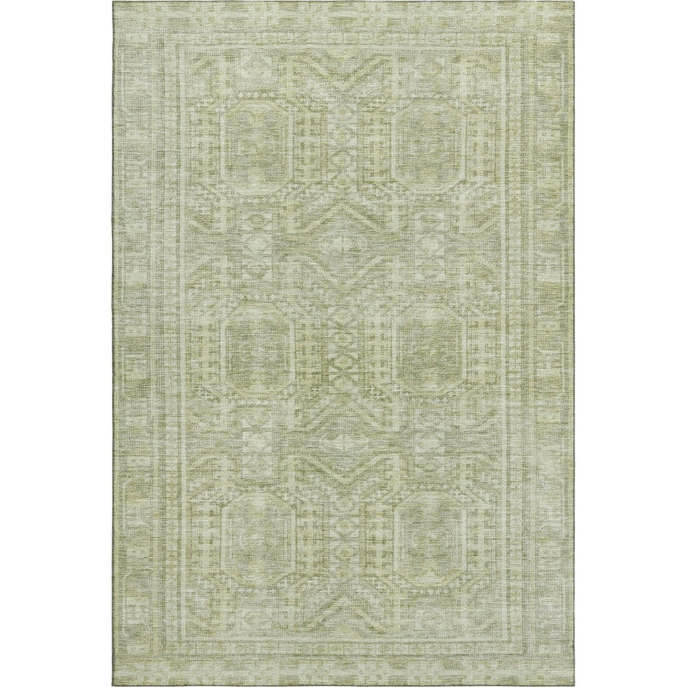 HomeRoots 8' Stylish Sage & Fern Green Geometric Round Rug - Washable, UV Protected & Perfect for Families! 708136