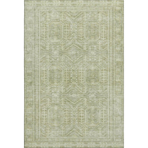 HomeRoots 8' Stylish Sage & Fern Green Geometric Round Rug - Washable, UV Protected & Perfect for Families! 708136