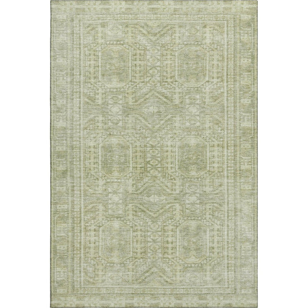 HomeRoots 8' Stylish Sage & Fern Green Geometric Round Rug - Washable, UV Protected & Perfect for Families! 708136