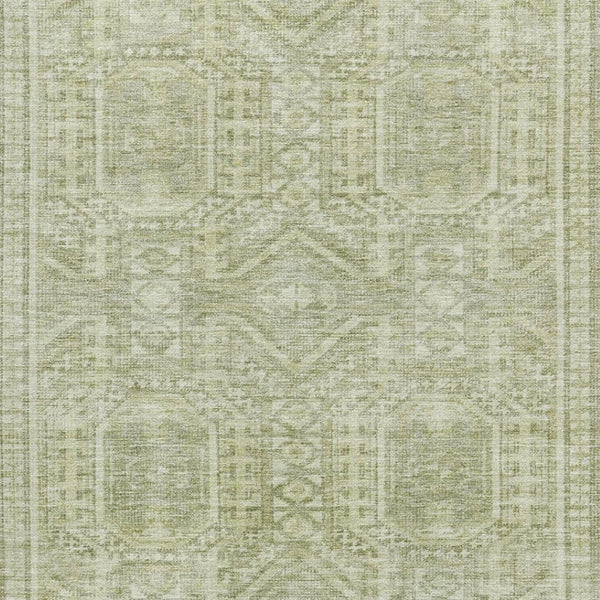 HomeRoots 8' Stylish Sage & Fern Green Geometric Round Rug - Washable, UV Protected & Perfect for Families! 708136