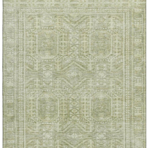 HomeRoots 8' Stylish Sage & Fern Green Geometric Round Rug - Washable, UV Protected & Perfect for Families! 708136