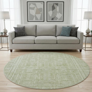 HomeRoots 8' X 10' Sage Geometric Area Rug – Washable, UV-Protected, Durable Design for High-Traffic Spaces 708137