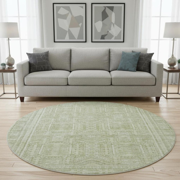 HomeRoots 8' X 10' Sage Geometric Area Rug – Washable, UV-Protected, Durable Design for High-Traffic Spaces 708137