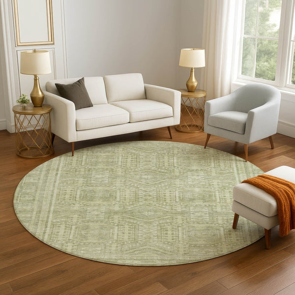 HomeRoots 8' X 10' Sage Geometric Area Rug – Washable, UV-Protected, Durable Design for High-Traffic Spaces 708137