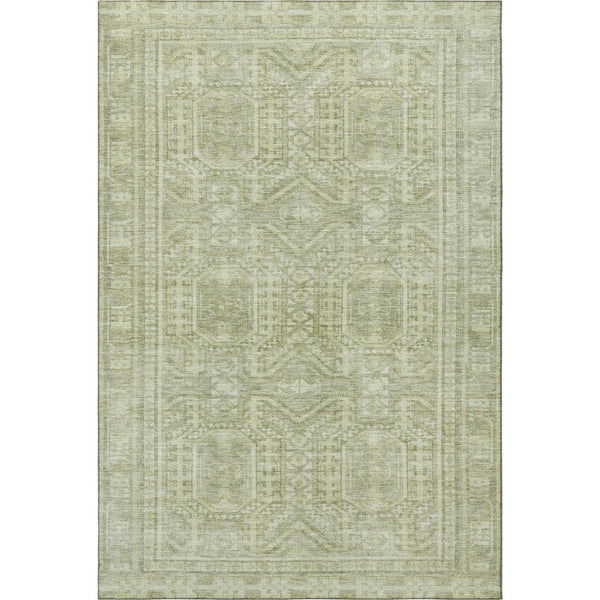 HomeRoots 10' X 14' Sage & Fern Green Geometric Area Rug - Washable, UV-Protected, Stain Resistant Comfort 708139