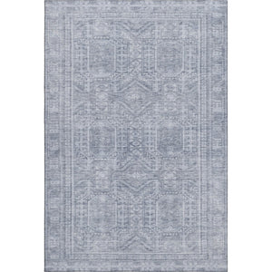 HomeRoots 5' X 8' Sky Blue & Gray Geometric Area Rug – Washable, Durable, UV Protected for Stylish Living Spaces 708141